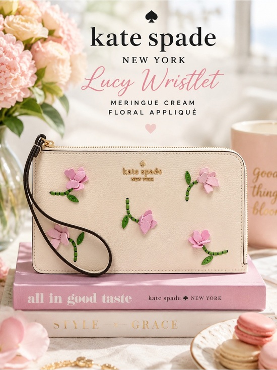 kate spade Handbags - Kate Spade Meringue Lucy Floral Appliqué L Shaped Medium Wristlet NWT MSRP $179